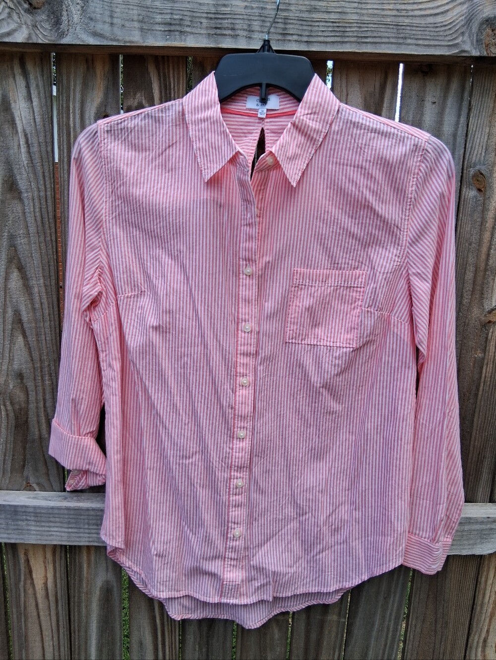 Crown & Ivy Striped Pink Button-Up Shirt